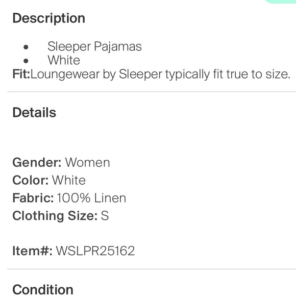 Sleeper White Linen Long Sleeve Pajama Set - Picture 5 of 5